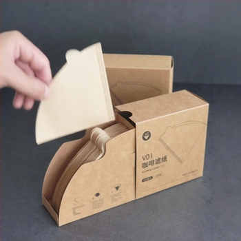 Hârtie de filtru pentru cafea, formă conică, din pulpă de lemn brută, pentru pour-over în stil american, filtrare prin picurare, V01/02, cu cutie, 50/100 foi