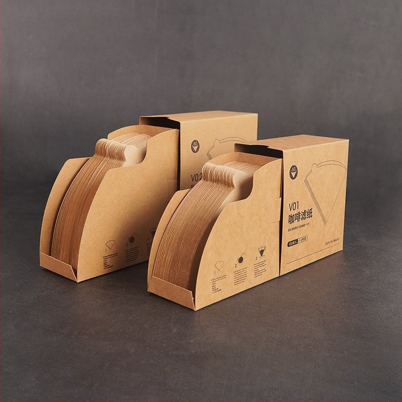 Hârtie de filtru pentru cafea, formă conică, din pulpă de lemn brută, pentru pour-over în stil american, filtrare prin picurare, V01/02, cu cutie, 50/100 foi