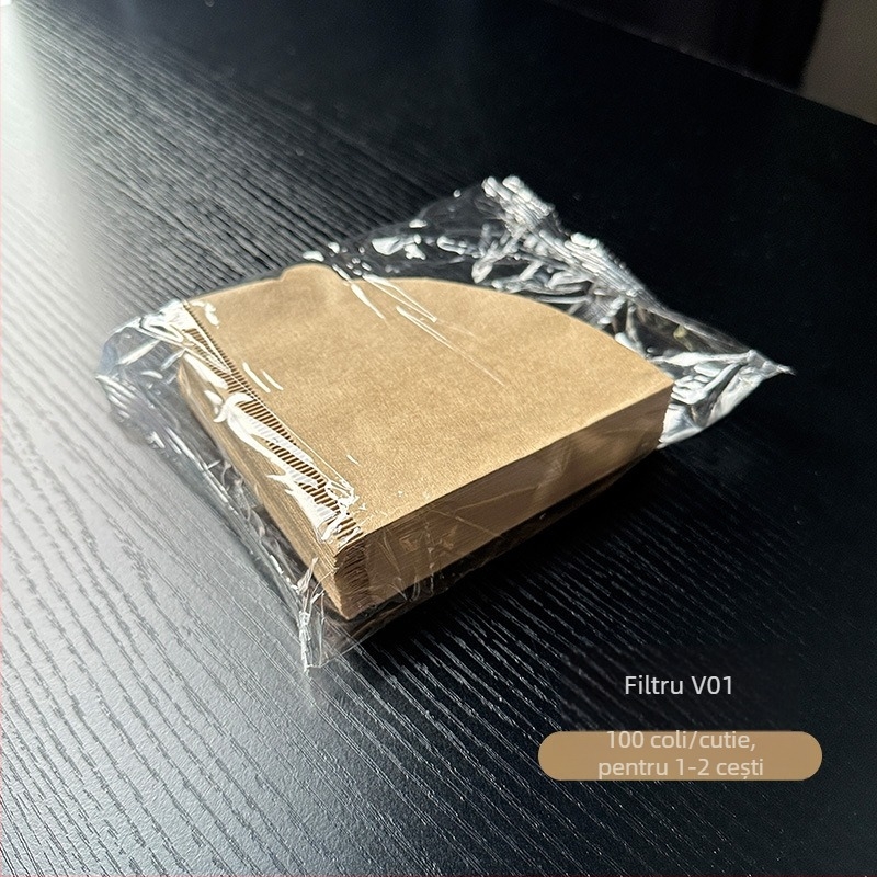 Hârtie de filtru pentru cafea, formă conică, din pulpă de lemn brută, pentru pour-over în stil american, filtrare prin picurare, V01/02, cu cutie, 50/100 foi
