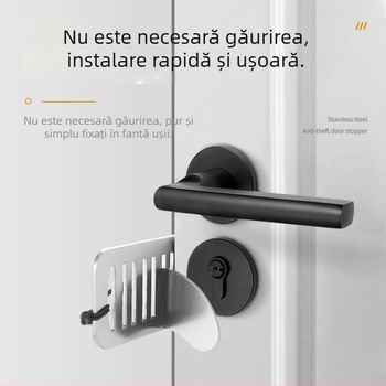 Stopare portabil pentru ușă și încuietoare, oțel inoxidabil, finisaj perlă, pentru locuințe închiriate