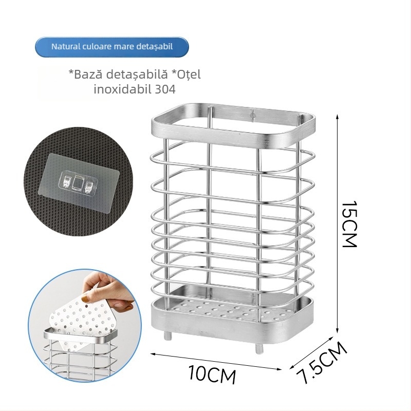 Raft de depozitare pentru periuțe electrice, montat pe perete, din oțel inoxidabil, fără găuri, cu compartiment de drenaj pentru periuțe și suport pentru pastă