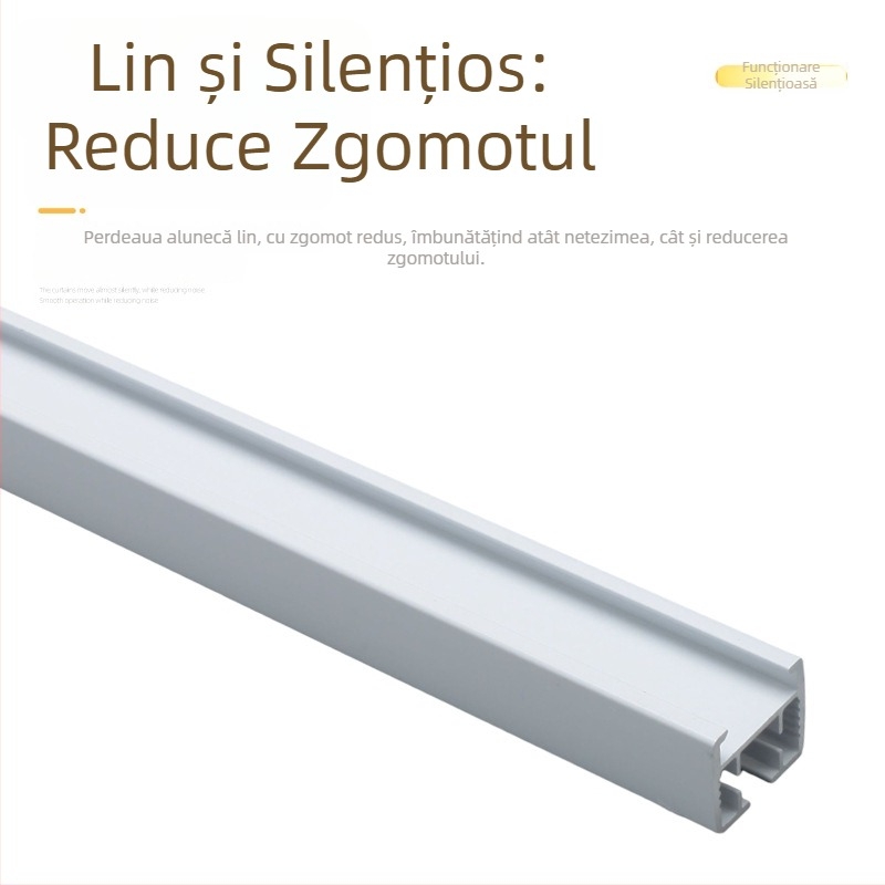 Șină electrică pentru perdele cu rulmenți, șine drepte din aliaj de aluminiu îngroșat, montaj pe plafon și accesorii pentru perdele