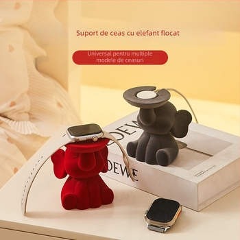 Elefant cu finisaj catifelat – ornament decorativ și suport pentru ceas, pentru hol, sufragerie, dormitor și birou, cadou