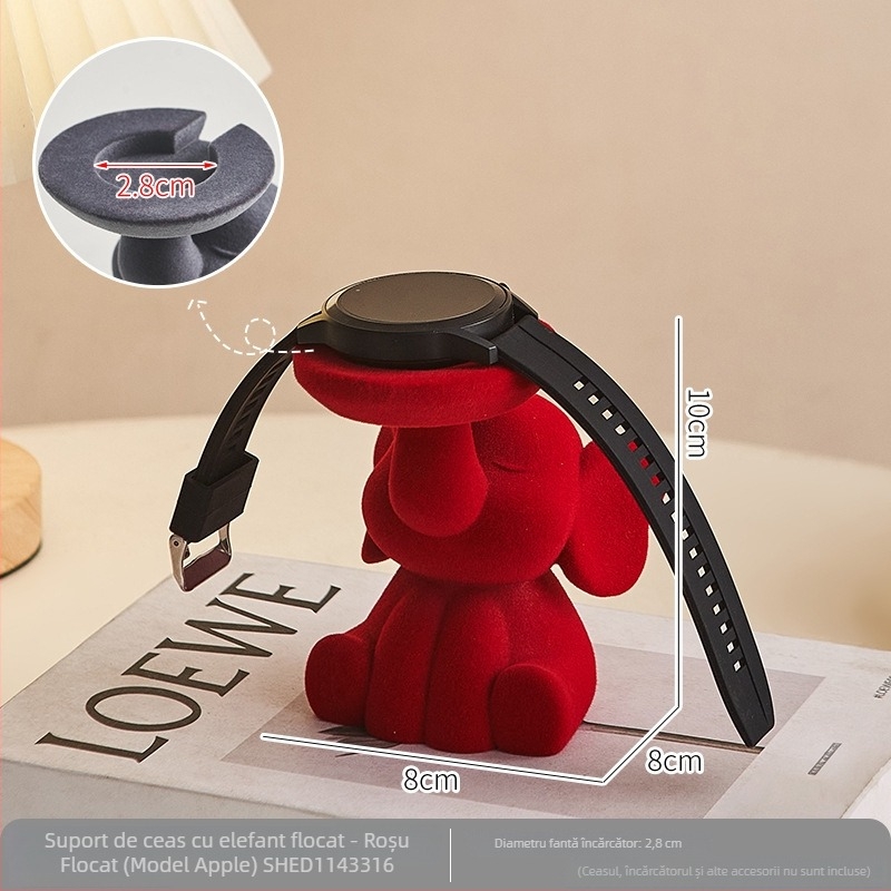 Elefant cu finisaj catifelat – ornament decorativ și suport pentru ceas, pentru hol, sufragerie, dormitor și birou, cadou