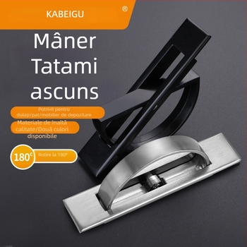 Mâner pentru ușă de dulap din aliaj de zinc, stil Tatami, minimalist modern, încastrat, cu mecanism rotativ