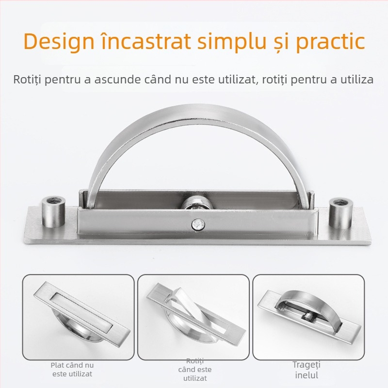Mâner pentru ușă de dulap din aliaj de zinc, stil Tatami, minimalist modern, încastrat, cu mecanism rotativ