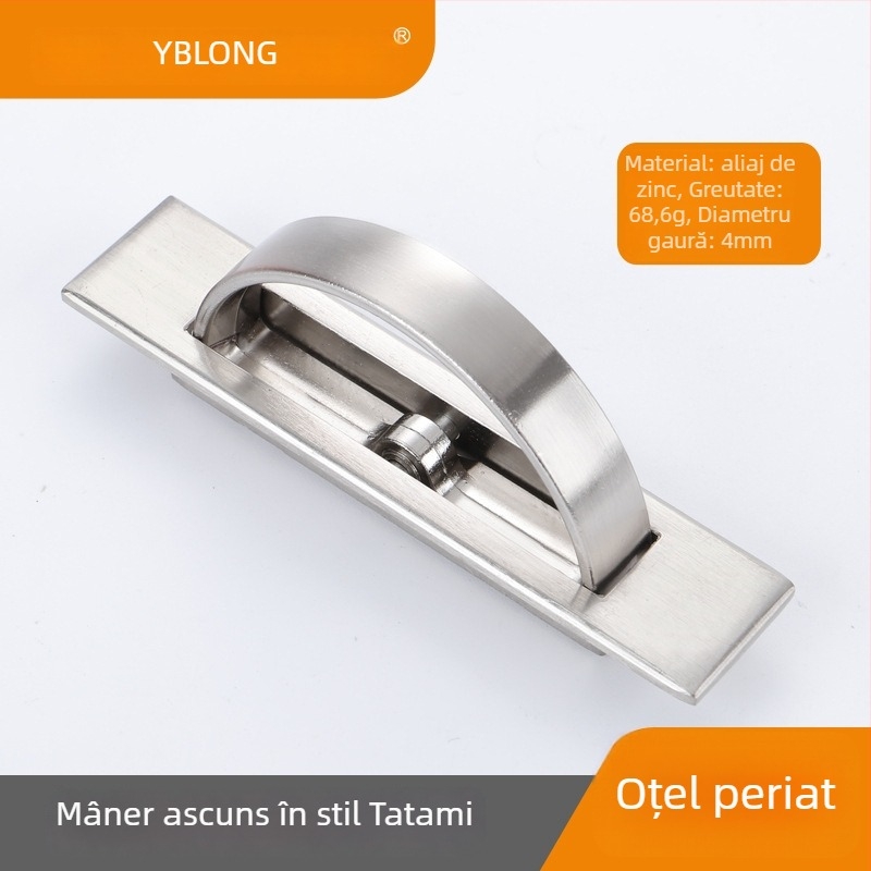Mâner pentru ușă de dulap din aliaj de zinc, stil Tatami, minimalist modern, încastrat, cu mecanism rotativ