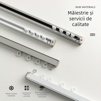 Șină pentru perdele din aliaj de aluminiu 3,2 mm, silențioasă, cu scripă, șină dreaptă — Zhangsuju