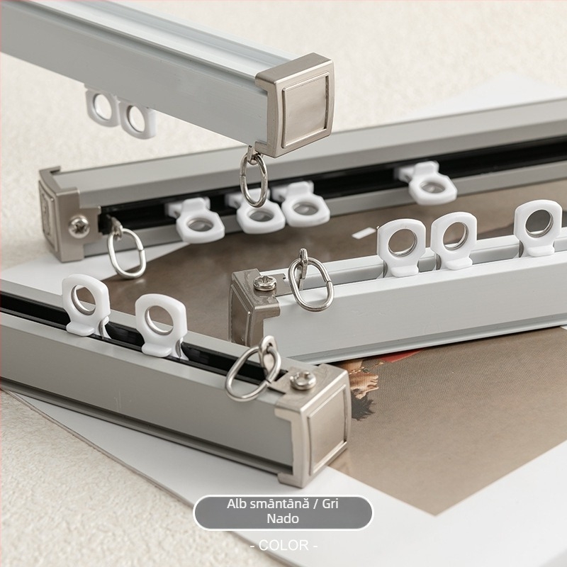 Șină pentru perdele din aliaj de aluminiu 3,2 mm, silențioasă, cu scripă, șină dreaptă — Zhangsuju