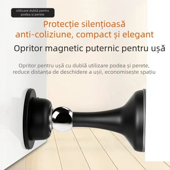 Opritor de ușă magnetic, fără găuri, montat pe podea, pentru baie și dormitor, tampon siliconic anti-coliziune extins, model 102