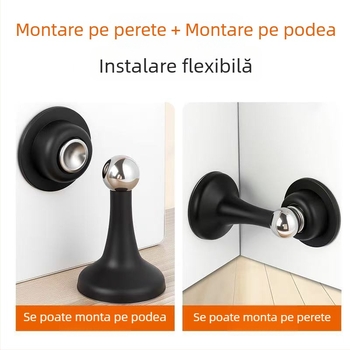 Opritor de ușă magnetic, fără găuri, montat pe podea, pentru baie și dormitor, tampon siliconic anti-coliziune extins, model 102