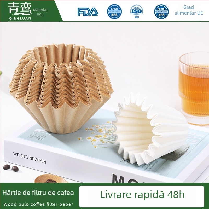 Filtru de cafea din hârtie, în formă de bol, cu suprafață ondulată pentru pour-over