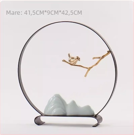 Decorațiune creativă din metal și ceramică în stil chinezesc modern pentru interior: restaurant, raft de cărți și hol