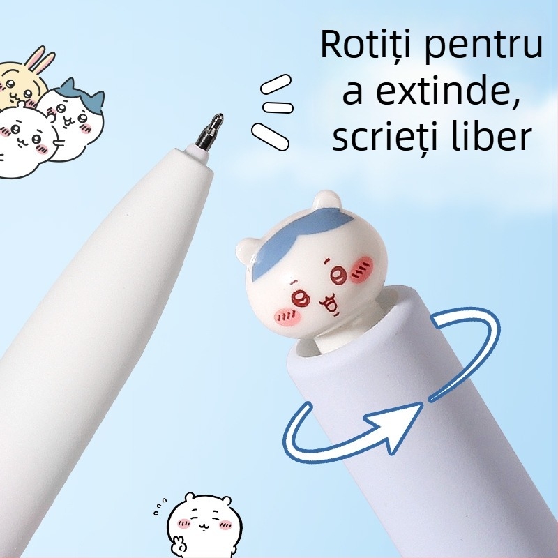 Pix gel negru cu vârf ST, pentru elevi și birou, scriere netedă, uscare rapidă, design drăguț