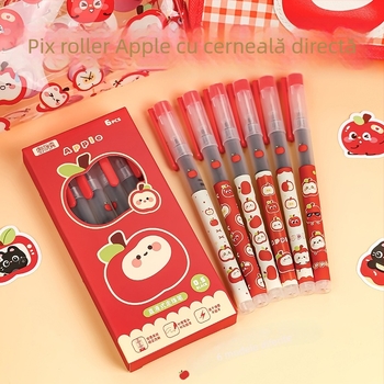 Pix gel din seria Cartoon Apple, cerneală lichidă directă, uscare rapidă, 0,5 mm, negru