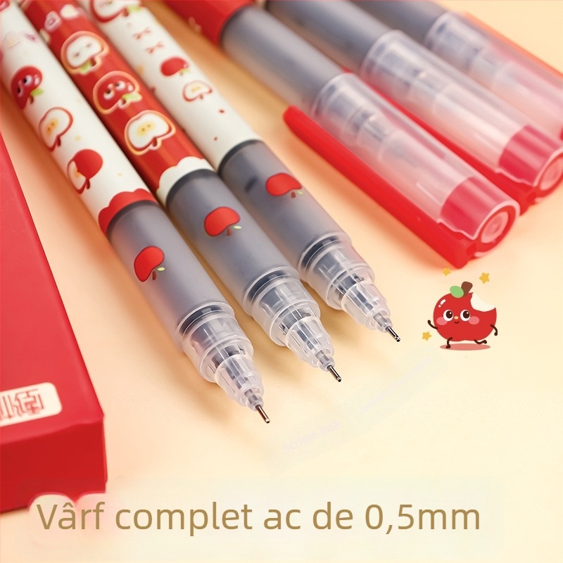 Pix gel din seria Cartoon Apple, cerneală lichidă directă, uscare rapidă, 0,5 mm, negru
