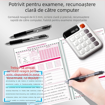 Stilou gel cu mecanism de apăsare pentru examene și exerciții — cerneală netedă, uscare rapidă, set
