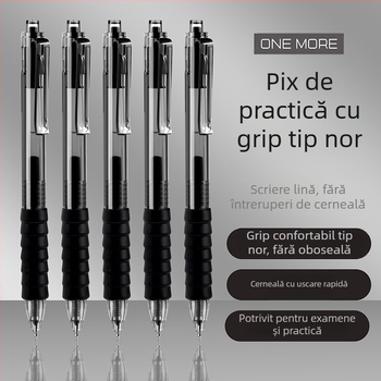 Stilou gel cu mecanism de apăsare pentru examene și exerciții — cerneală netedă, uscare rapidă, set