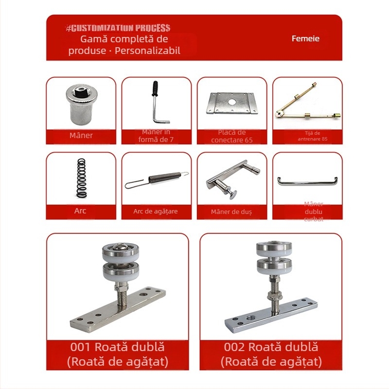 Set hardware pentru separatoare mobile, uși și ferestre, dimensiune M, structură netedă, stabil, personalizabil