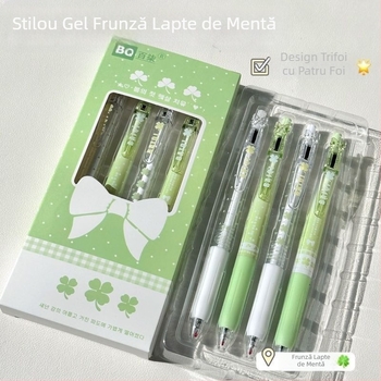 Pix gel retractabil cu design trifoi cu patru foi, 0,5 mm, uscare rapidă, potrivit pentru examene și exerciții ale elevilor