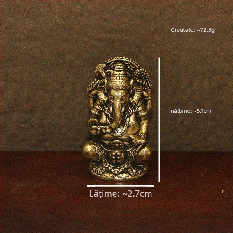 Statuetă din alamă vintage – Dumnezeu thailandez al bogăției cu elefant, decor de birou, artizanat