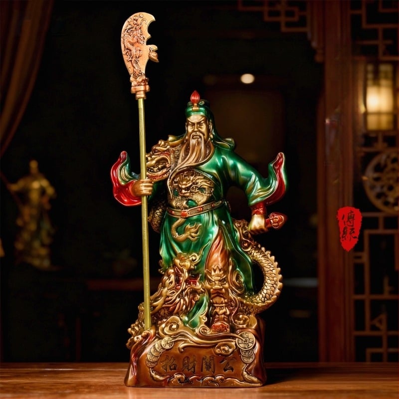 Statuia lui Guan Yu, Zeul Bogăției, pentru atragerea prosperității, potrivită pentru mutarea într-un nou cămin și deschiderea unei afaceri, figură decorativă pentru birou.