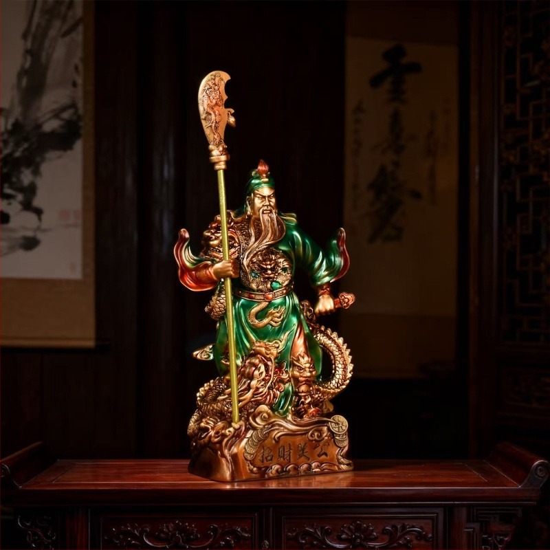 Statuia lui Guan Yu, Zeul Bogăției, pentru atragerea prosperității, potrivită pentru mutarea într-un nou cămin și deschiderea unei afaceri, figură decorativă pentru birou.