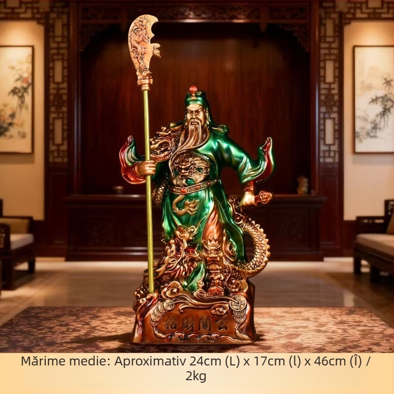 Statuia lui Guan Yu, Zeul Bogăției, pentru atragerea prosperității, potrivită pentru mutarea într-un nou cămin și deschiderea unei afaceri, figură decorativă pentru birou.