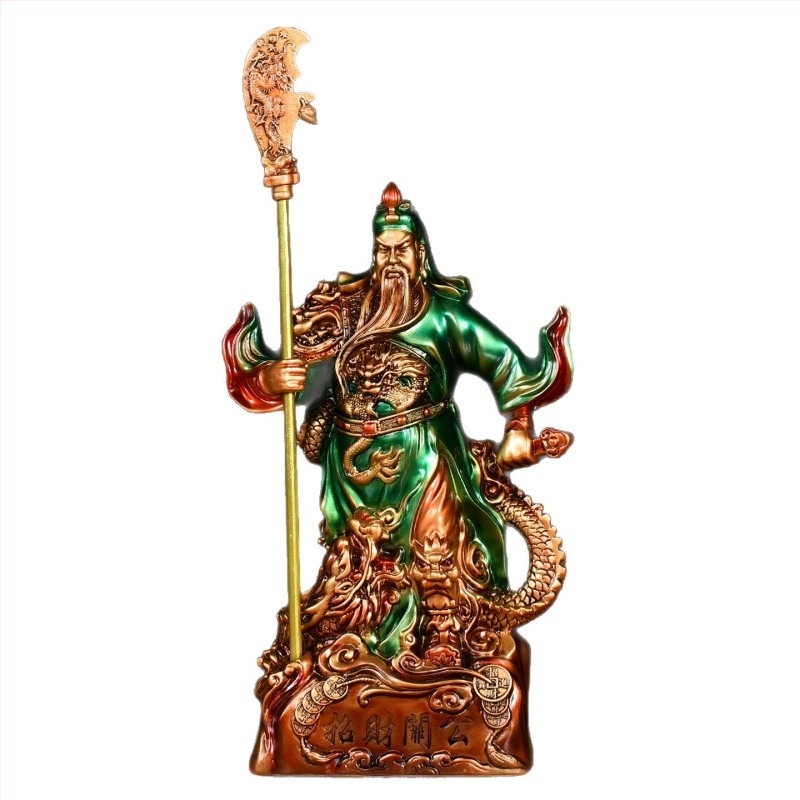 Statuia lui Guan Yu, Zeul Bogăției, pentru atragerea prosperității, potrivită pentru mutarea într-un nou cămin și deschiderea unei afaceri, figură decorativă pentru birou.