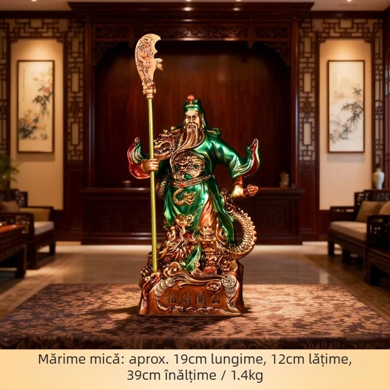 Statuia lui Guan Yu, Zeul Bogăției, pentru atragerea prosperității, potrivită pentru mutarea într-un nou cămin și deschiderea unei afaceri, figură decorativă pentru birou.