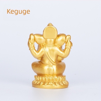 Statuetă din rășină, lucrată manual, cu Ganesh, zeul hindus al bogăției, decor pentru hol.