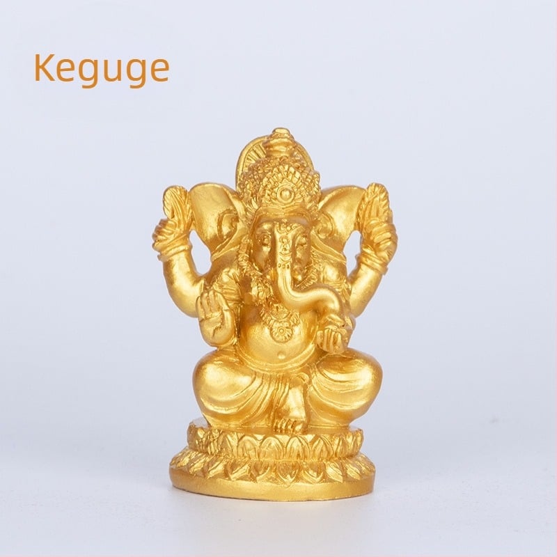 Statuetă din rășină, lucrată manual, cu Ganesh, zeul hindus al bogăției, decor pentru hol.