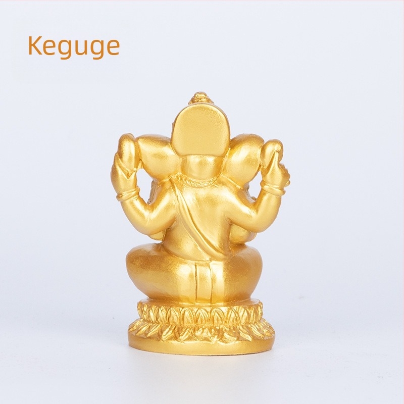 Statuetă din rășină, lucrată manual, cu Ganesh, zeul hindus al bogăției, decor pentru hol.