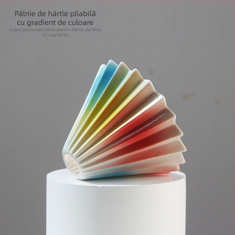Filtru ceramic V60 pentru cafea, gradient curcubeu, mic, conic, pentru preparare manuală