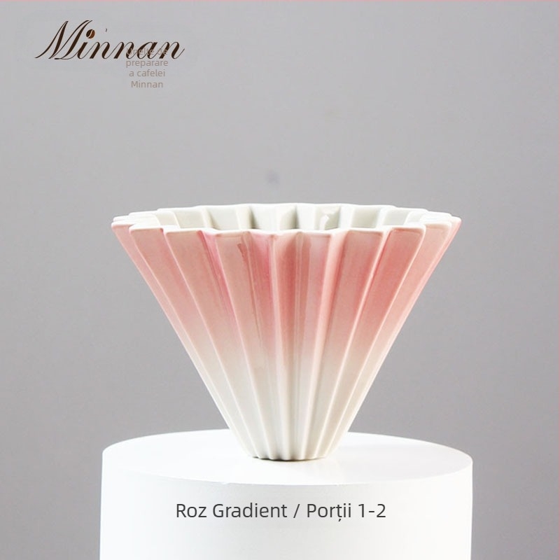 Filtru ceramic V60 pentru cafea, gradient curcubeu, mic, conic, pentru preparare manuală