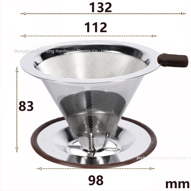 Jinchen Filtru de cafea din oțel inoxidabil V60, cu bază din silicon – filtru de picurare reutilizabil, fără filtre de hârtie, plasă 300/600
