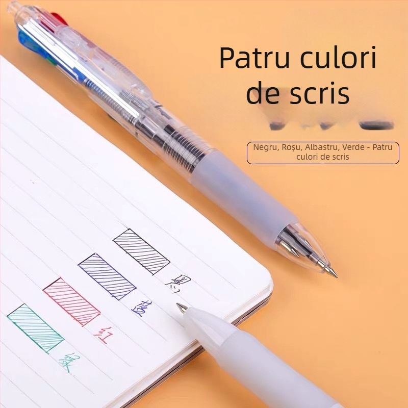 Pix cu patru culori, mecanism de apăsare, 0,5 mm, pentru elevi