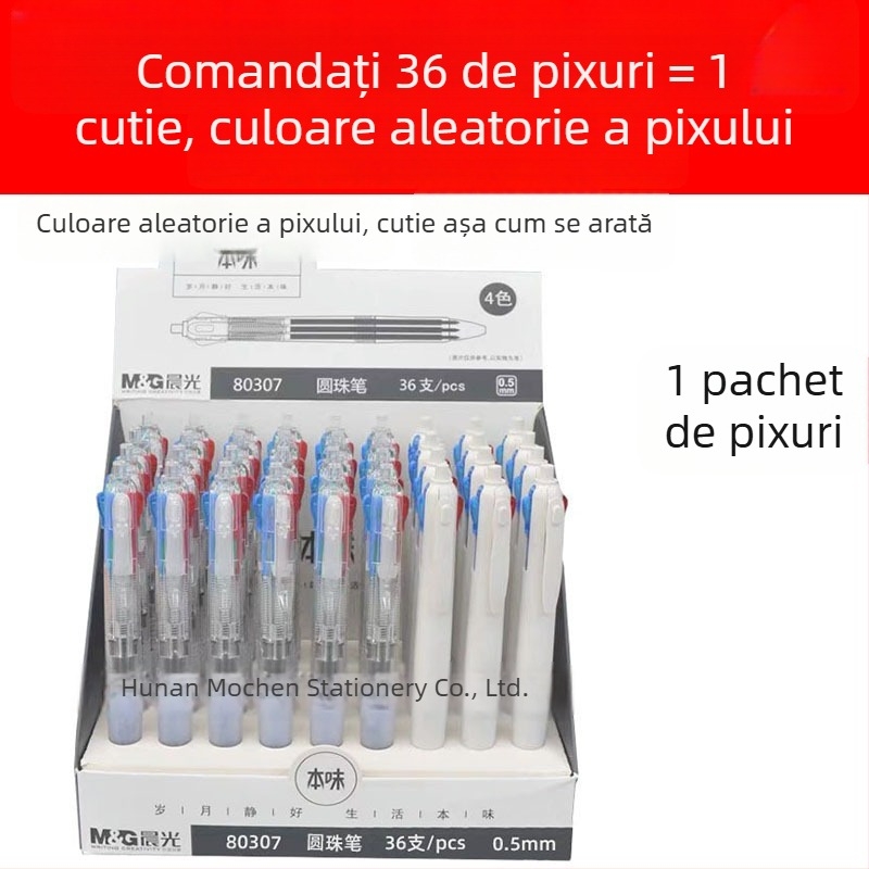 Pix cu patru culori, mecanism de apăsare, 0,5 mm, pentru elevi