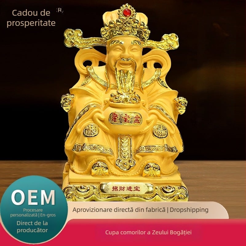 Statuie Feng Shui a Zeului Bogăției pentru hol și living, figură decorativă pentru casă și afaceri