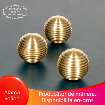 Hanxiang HK0001 Mâner sferic din alamă, stil Nordic minimalist, finisaj auriu, pentru dulapuri, sertare și spații de garderobă