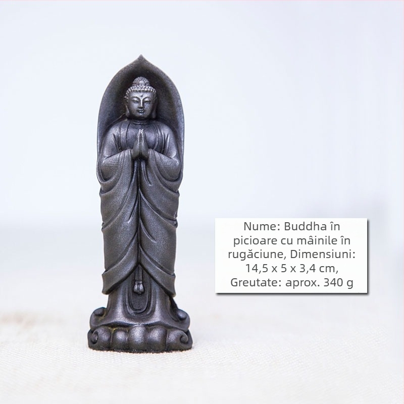 Buddha Shakyamuni în stil Zen, statueta mică de birou, lucrată manual