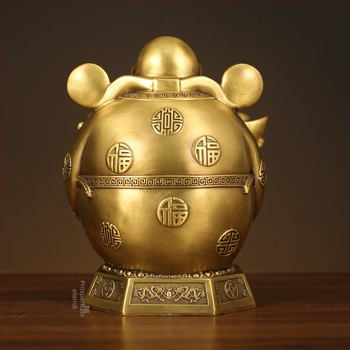 Statuetă din bronz a lui Dumnezeu al bogăției, în stil chinezesc, pentru altarul de acasă