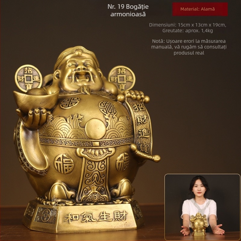 Statuetă din bronz a lui Dumnezeu al bogăției, în stil chinezesc, pentru altarul de acasă