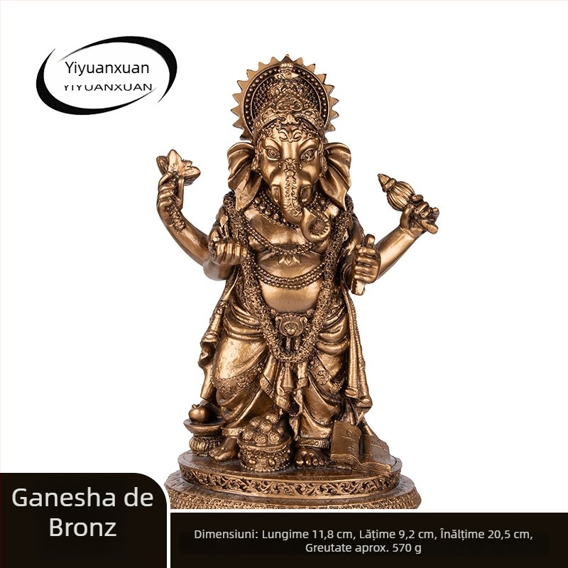 Statuetă din rășină – Zeul Elefant, realizată manual, Zeul bogăției din Asia de Sud, decor pentru hol