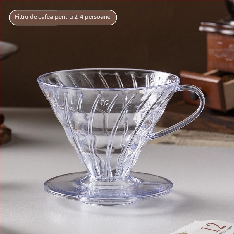 În stoc: filtru de cafea din plastic, cană de cafea transparentă, conică pentru turnare în comun