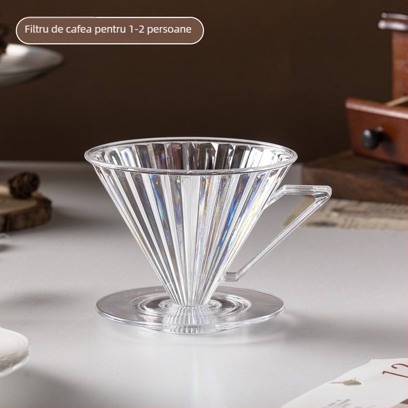 În stoc: filtru de cafea din plastic, cană de cafea transparentă, conică pentru turnare în comun