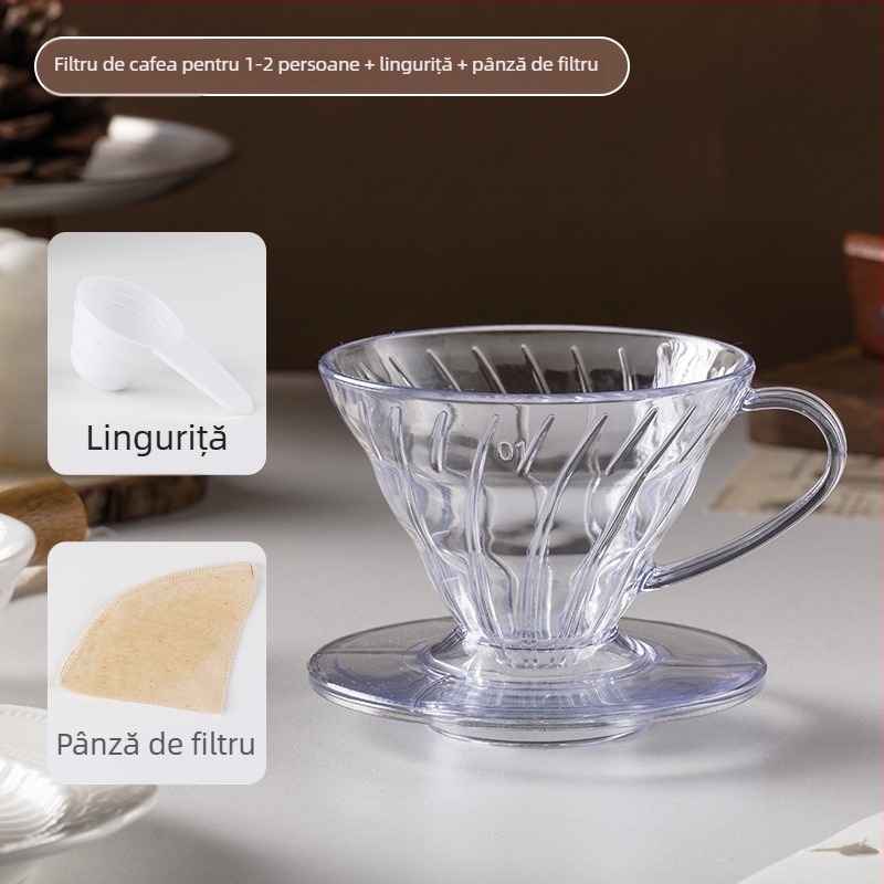 În stoc: filtru de cafea din plastic, cană de cafea transparentă, conică pentru turnare în comun