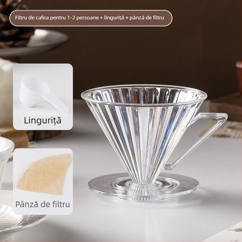 În stoc: filtru de cafea din plastic, cană de cafea transparentă, conică pentru turnare în comun