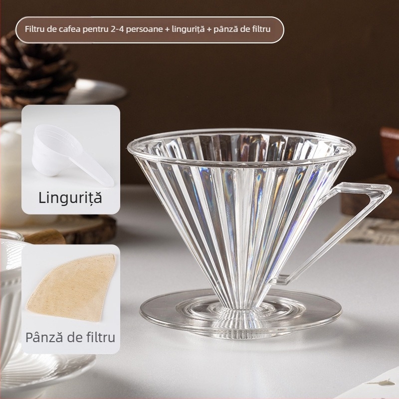 În stoc: filtru de cafea din plastic, cană de cafea transparentă, conică pentru turnare în comun