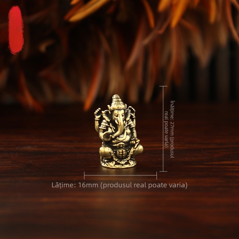 Ganesha din alamă cu patru brațe, statuetă thailandeză Buddha, decor vintage pentru birou, zeul bogăției, obiect de colecție artizanal din Asia de Sud-Est
